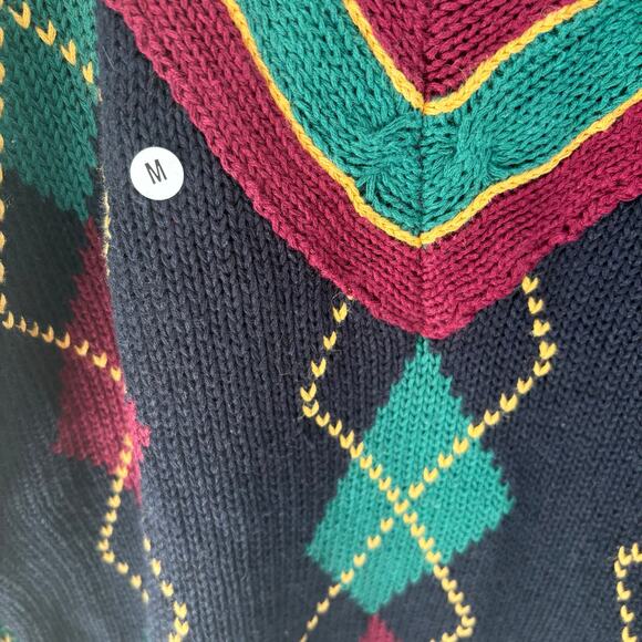 VTG New River for J. Riggings Sweater V-Neck Argyle Heritage Preppy Old Money M - Picture 6 of 8